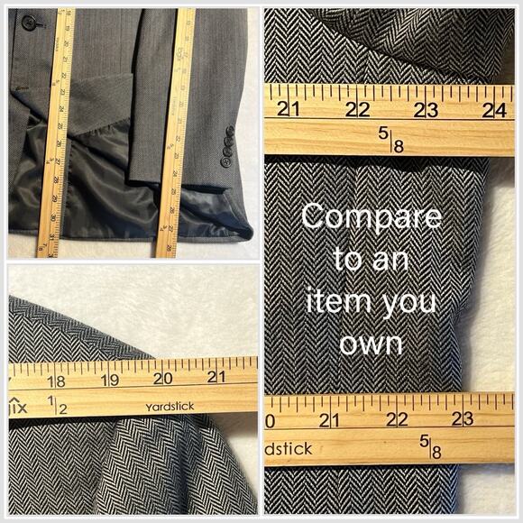 Chaps Ralph Lauren 46R Gray Herringbone Blazer Sport Coat Jacket - Picture 11 of 12
